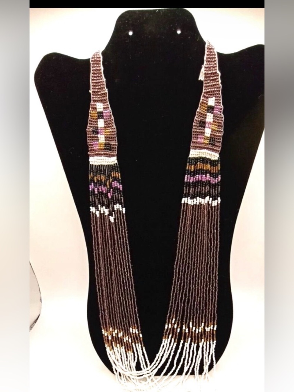 Vintage 24”  Southwestern Multi-Strand Seed Bead Waterfall Necklace  Boho